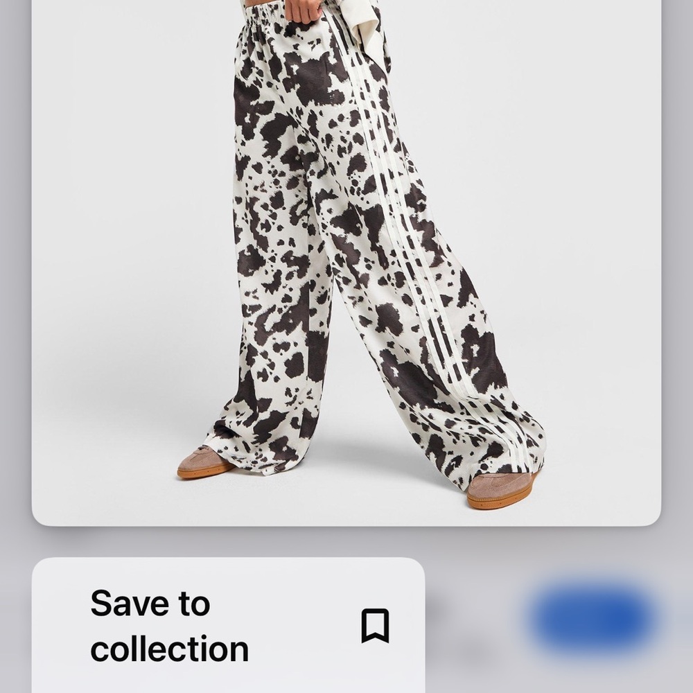 adidas Wide Leg Cow Print Track Pants in White and Brown - Picture 5 of 13